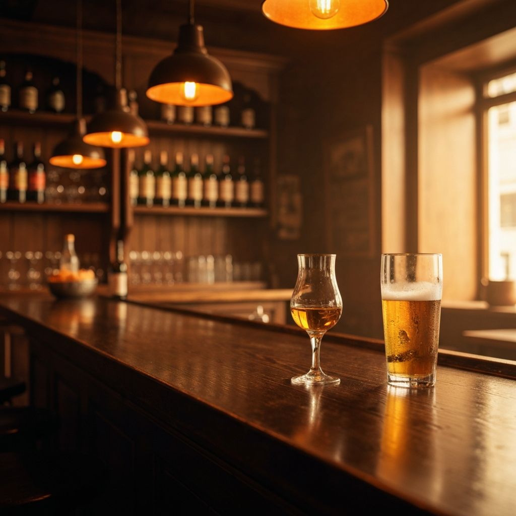 Traditionele Nederlandse bruine kroeg met jenever